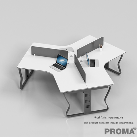 [Pre-order] โต๊ะทำงาน Proma-POD-05 สีขาว/ดำ แบบ 3 ที่นั่ง (ไม่มีตู้เอกสาร)_11